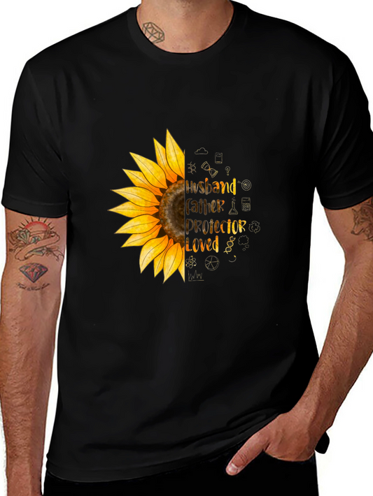 Husband Father Protector Loved Sunflower T-Shirt