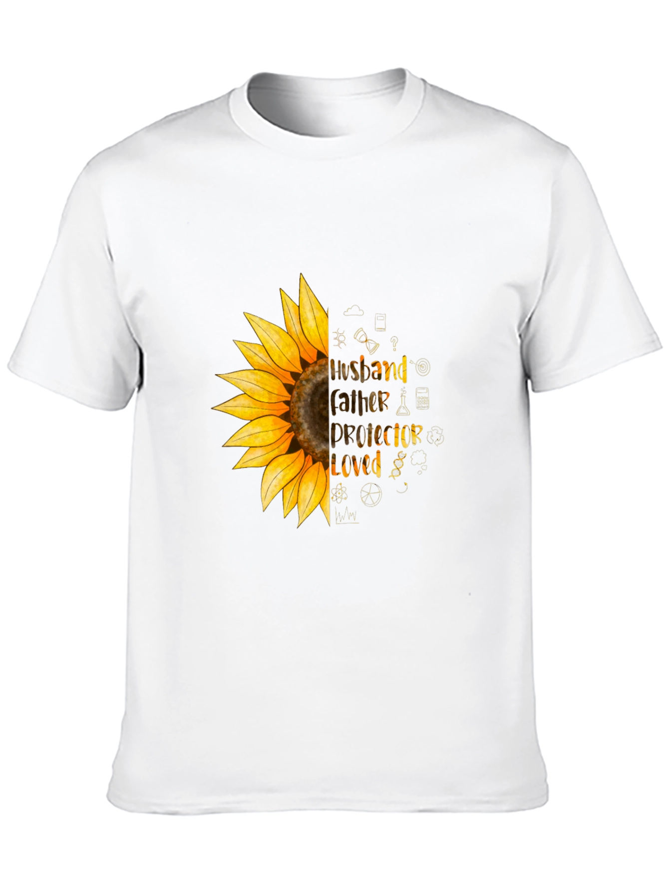 Husband Father Protector Loved Sunflower T-Shirt