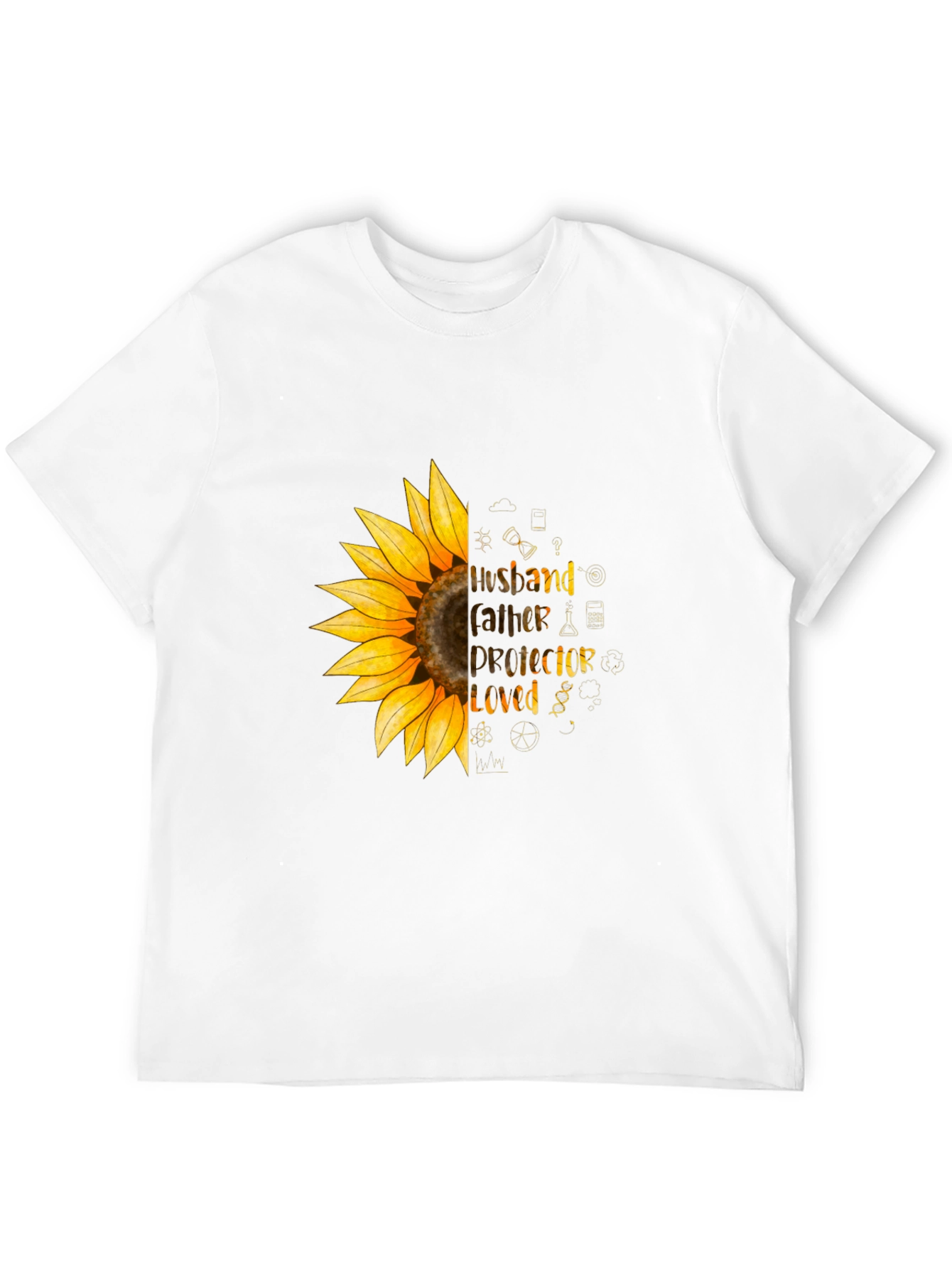 Husband Father Protector Loved Sunflower T-Shirt