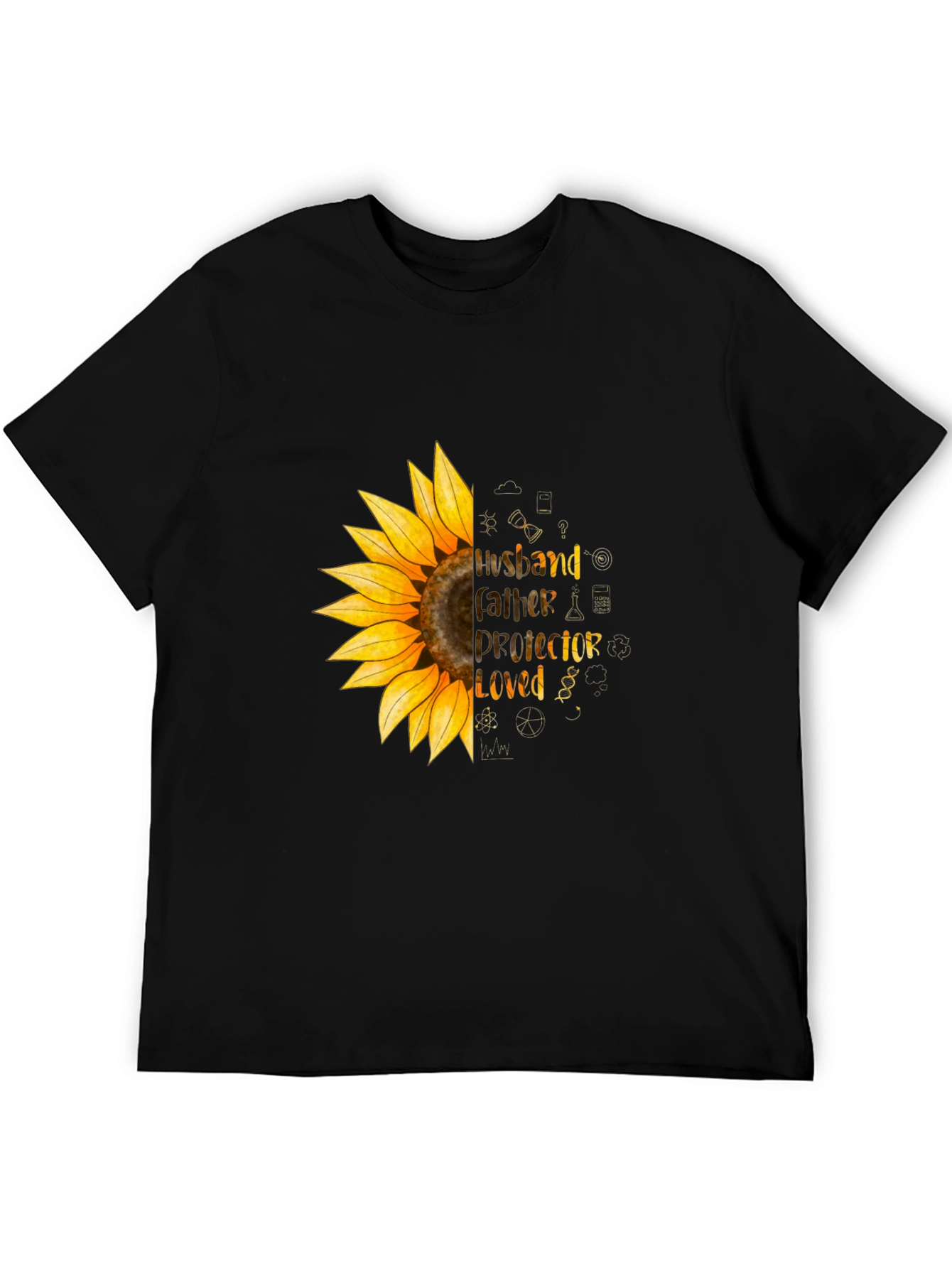 Husband Father Protector Loved Sunflower T-Shirt