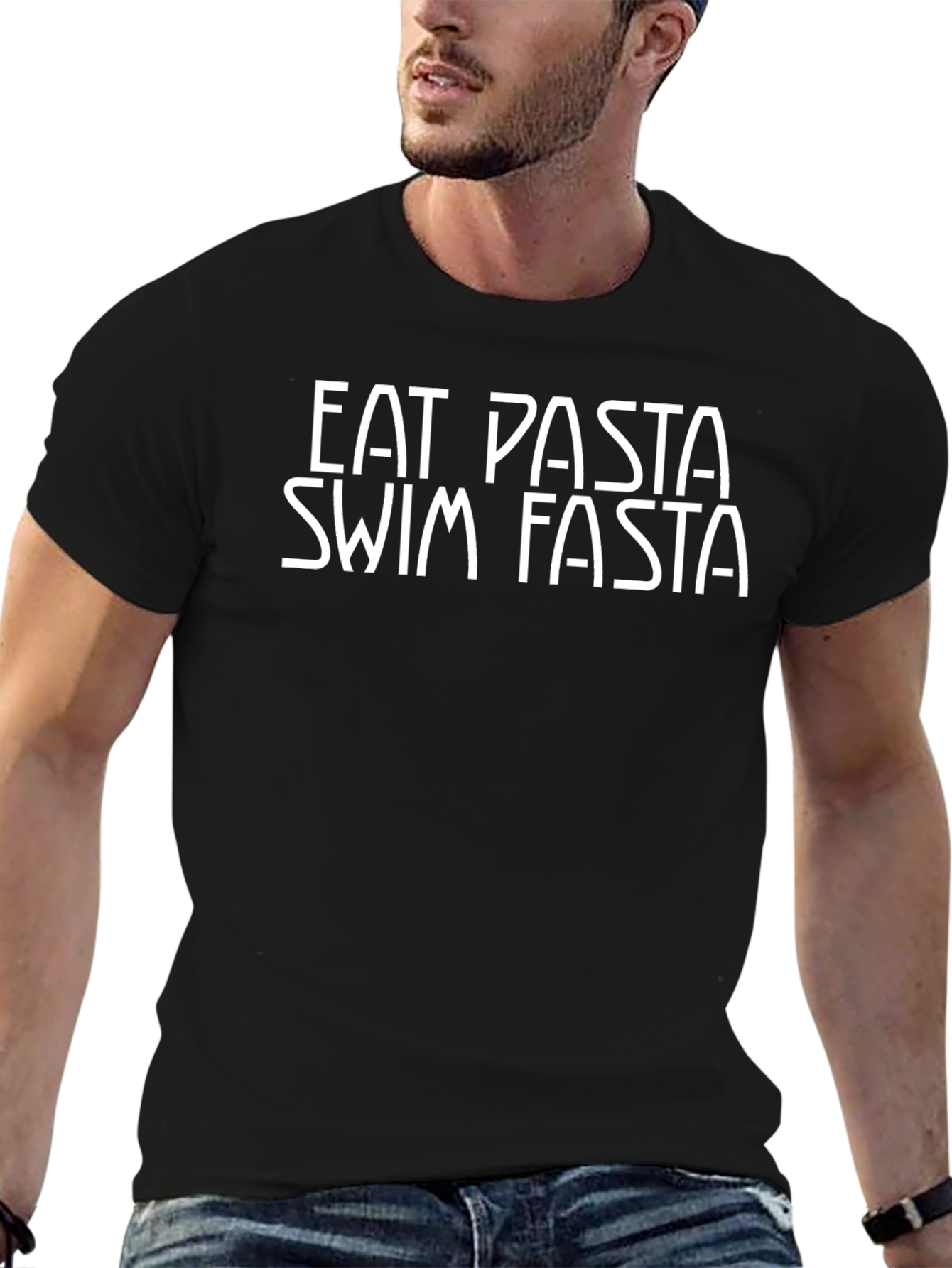 Eat Pasta Swim Fasta Graphic Tee - Black T-Shirt