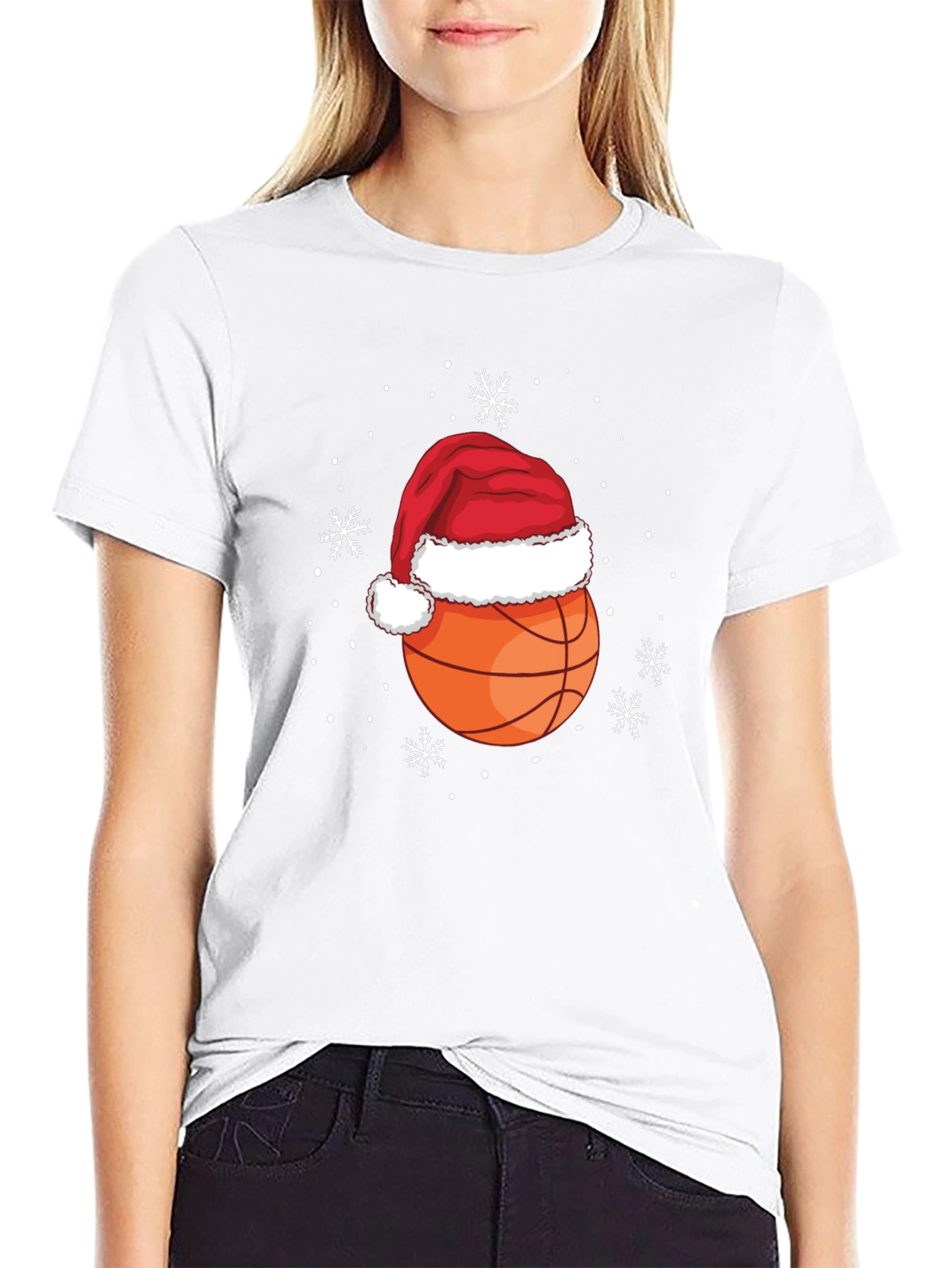 Festive Basketball Santa Hat Tee