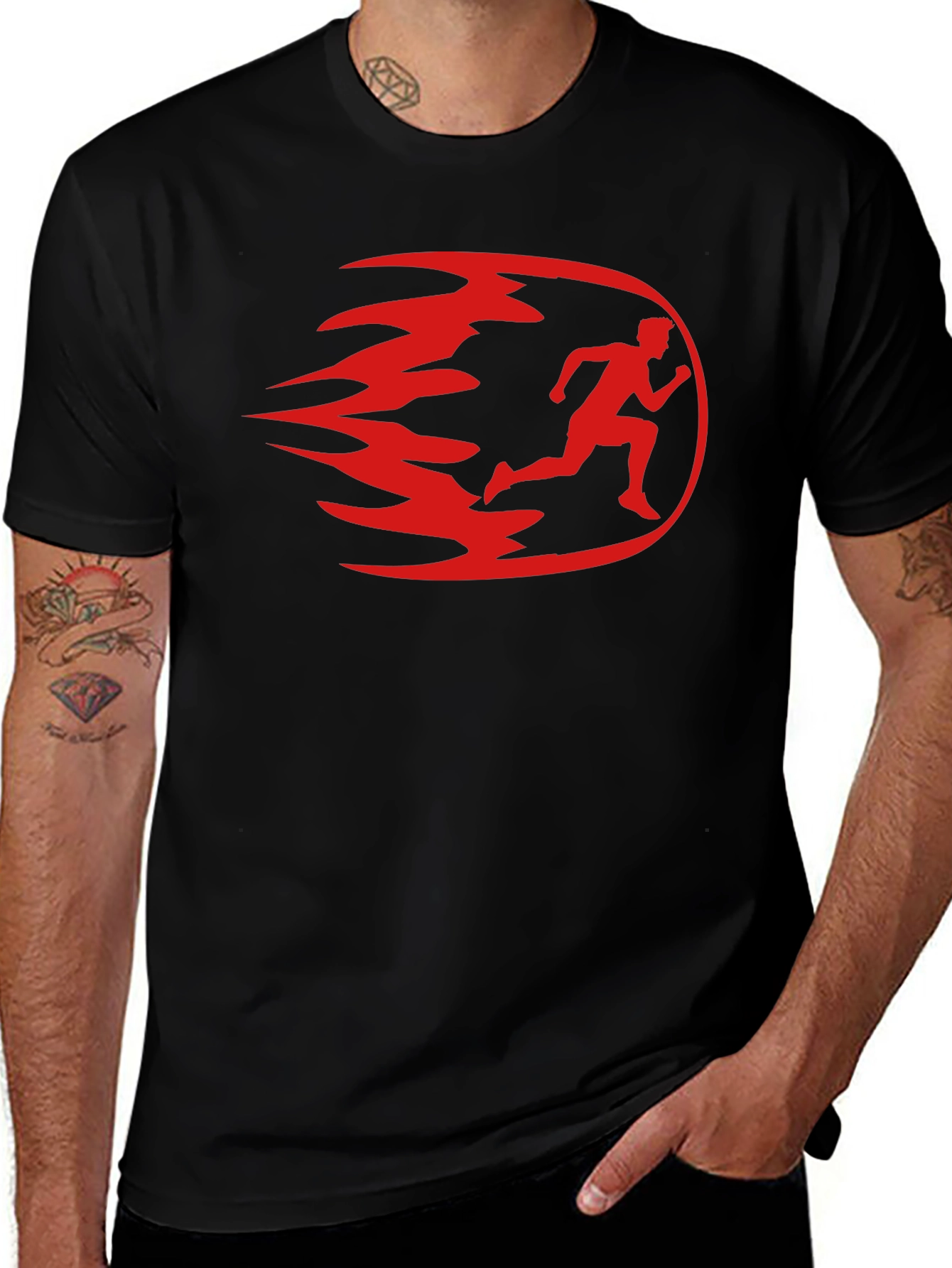 Mens Black Running Graphic T-Shirt
