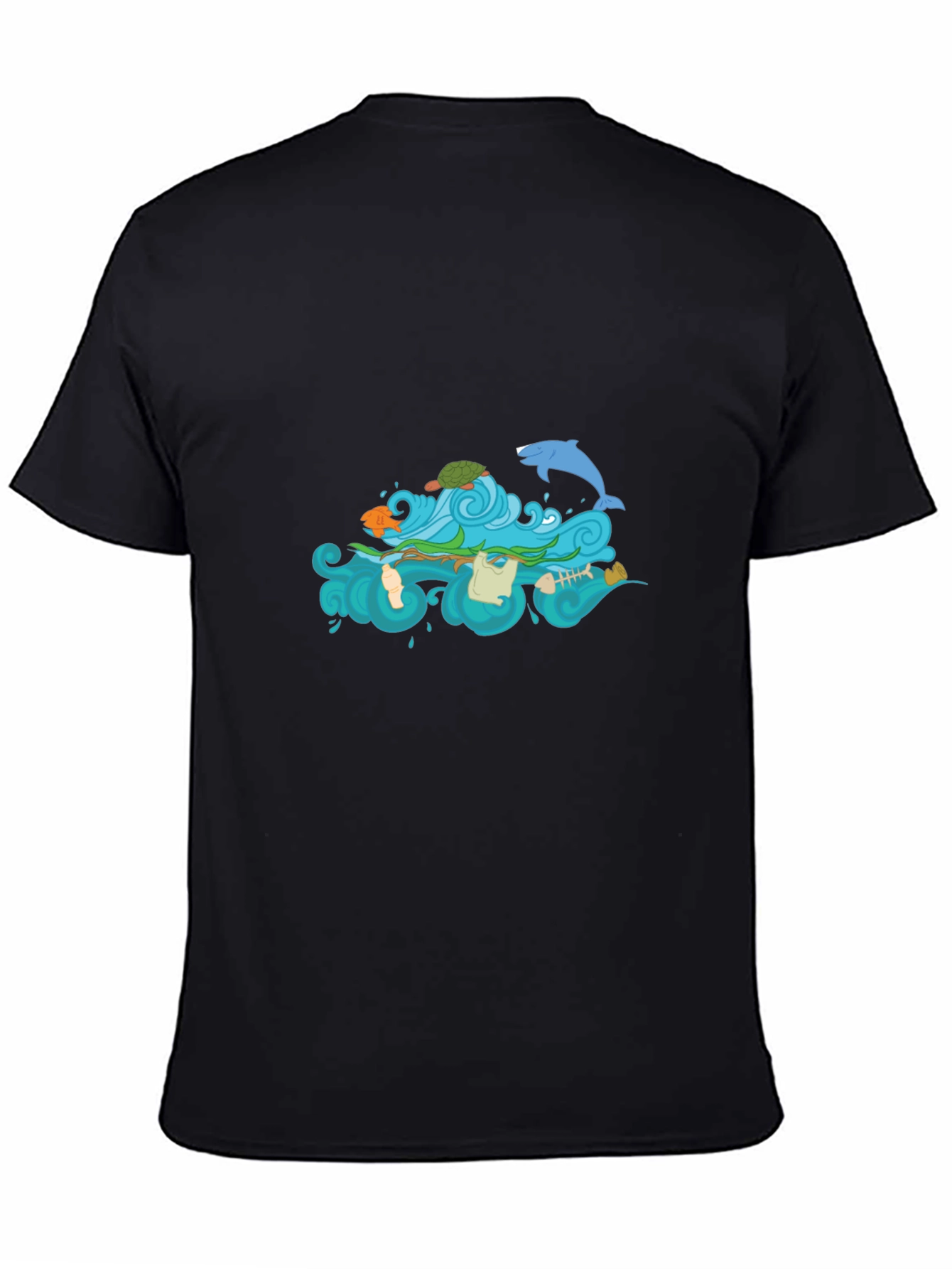 Black Tee with Ocean Pollution Graphic