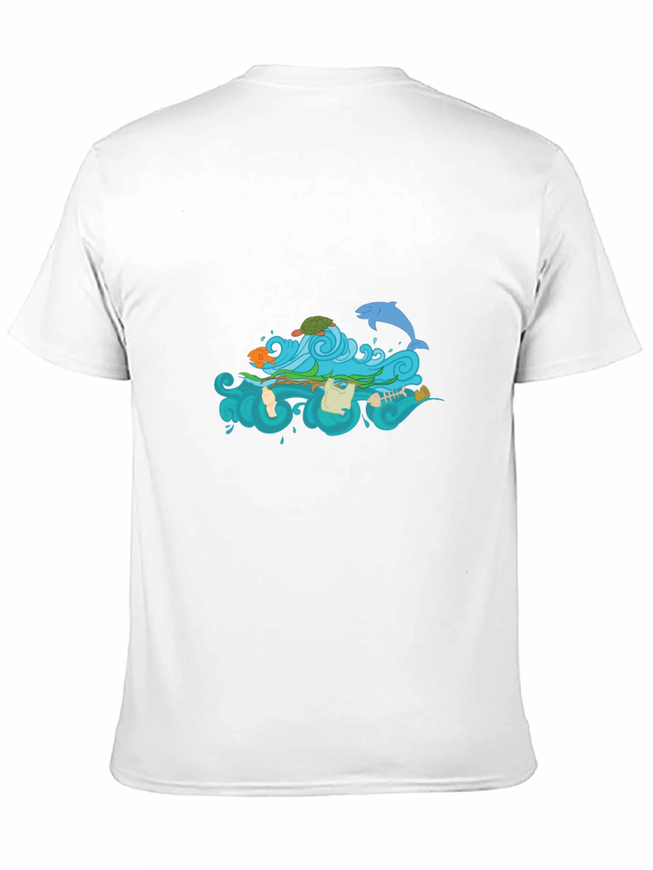 Black Tee with Ocean Pollution Graphic