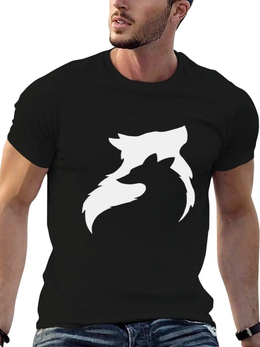 Black T-Shirt with White Wolf Graphic