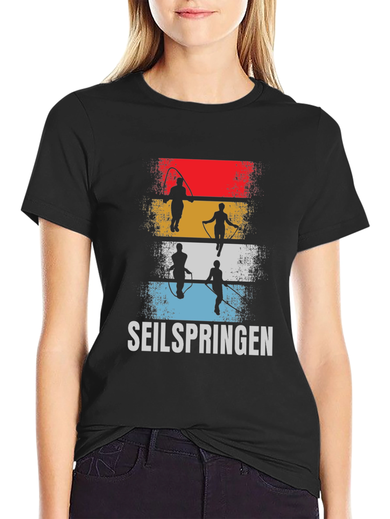 Seilspringen Graphic Tee - Retro Rope Jumping Shirt