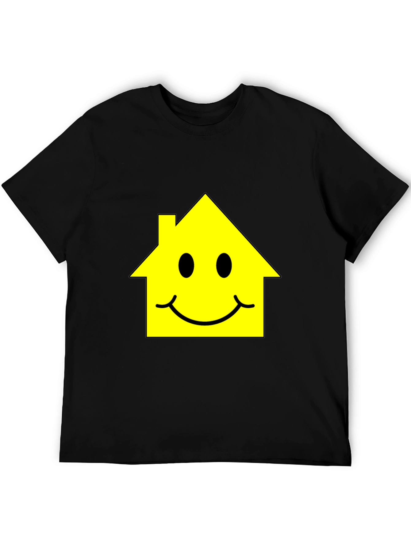 Happy House Graphic Tee - Black Cotton T-Shirt