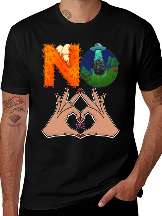 Novelty Graphic Print T-Shirt - No Love Alien Abduction Design