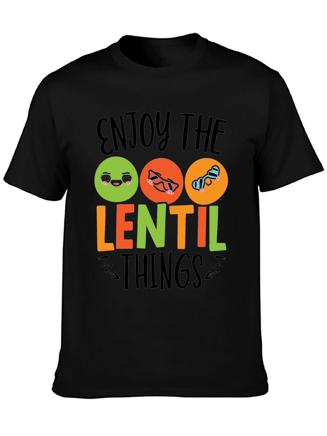 Enjoy the Lentil Things Black Graphic T-Shirt