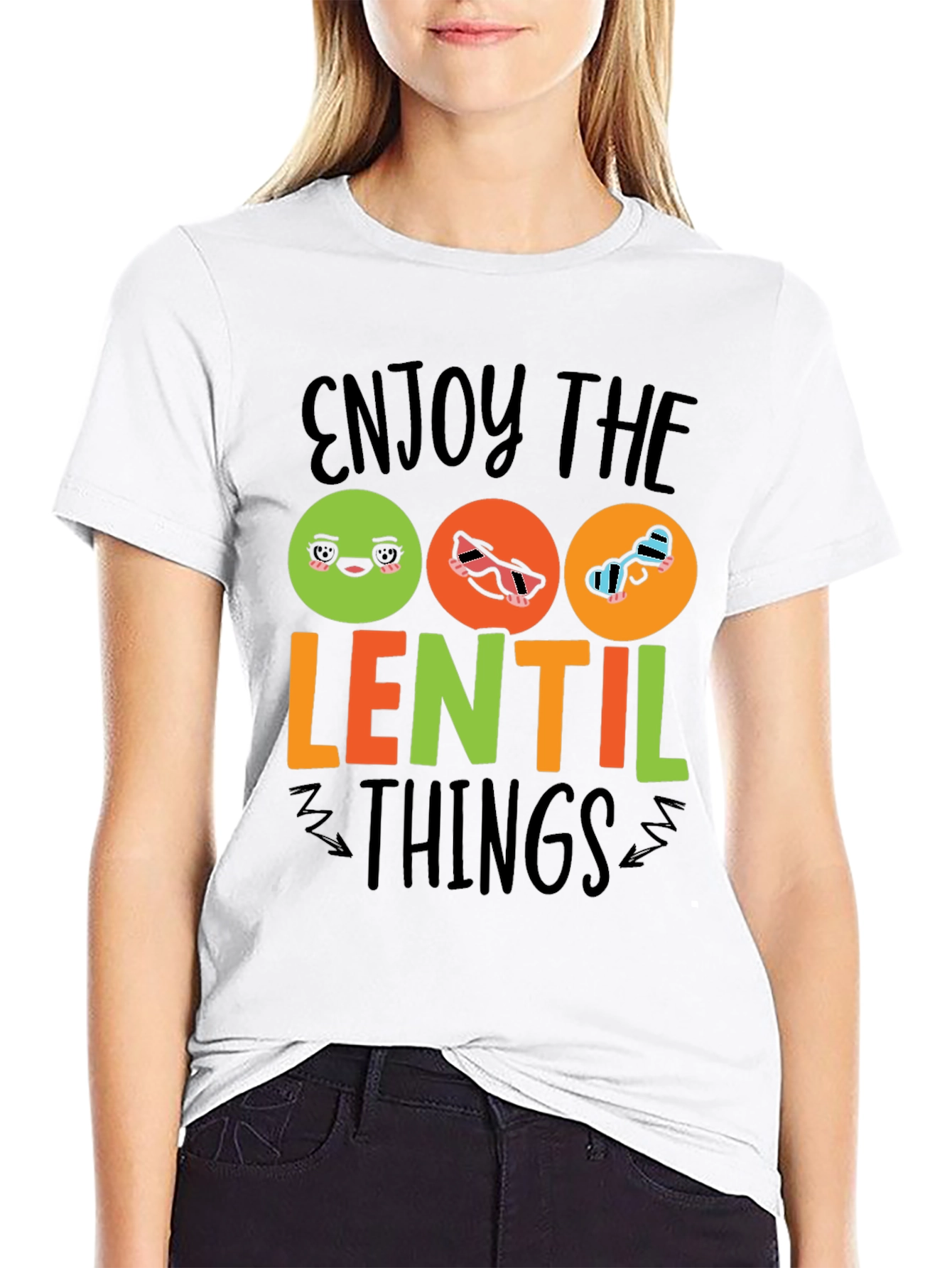 Enjoy the Lentil Things Black Graphic T-Shirt