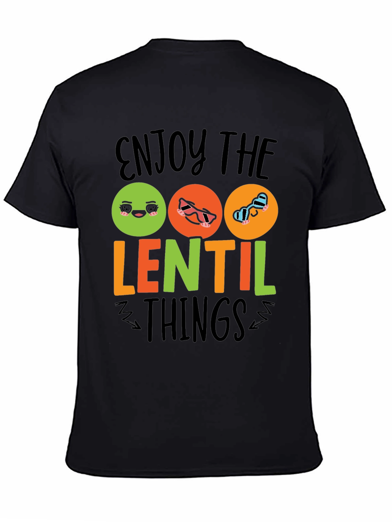 Enjoy the Lentil Things Black Graphic T-Shirt