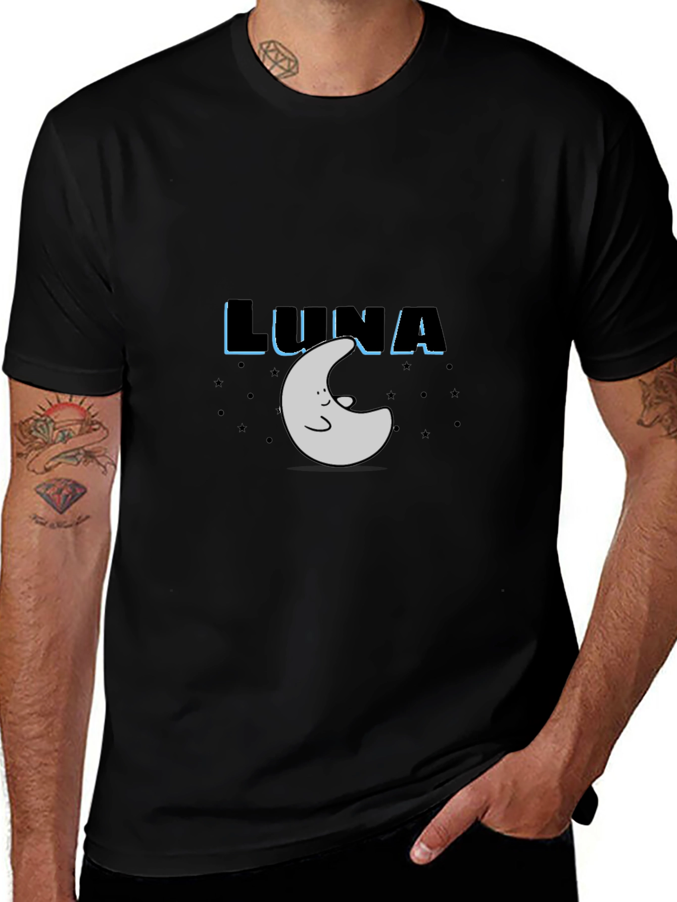 Luna Moon Graphic Tee - Black Cotton T-Shirt