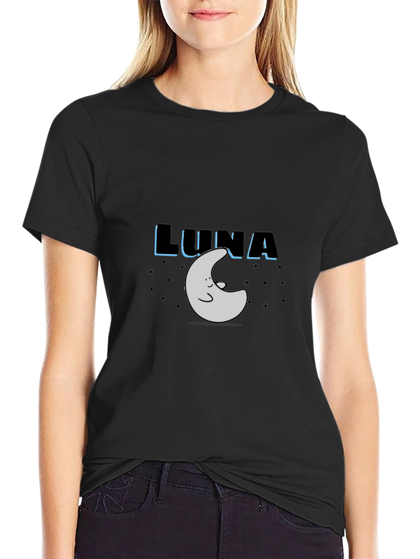 Luna Moon Graphic Tee - Black Cotton T-Shirt