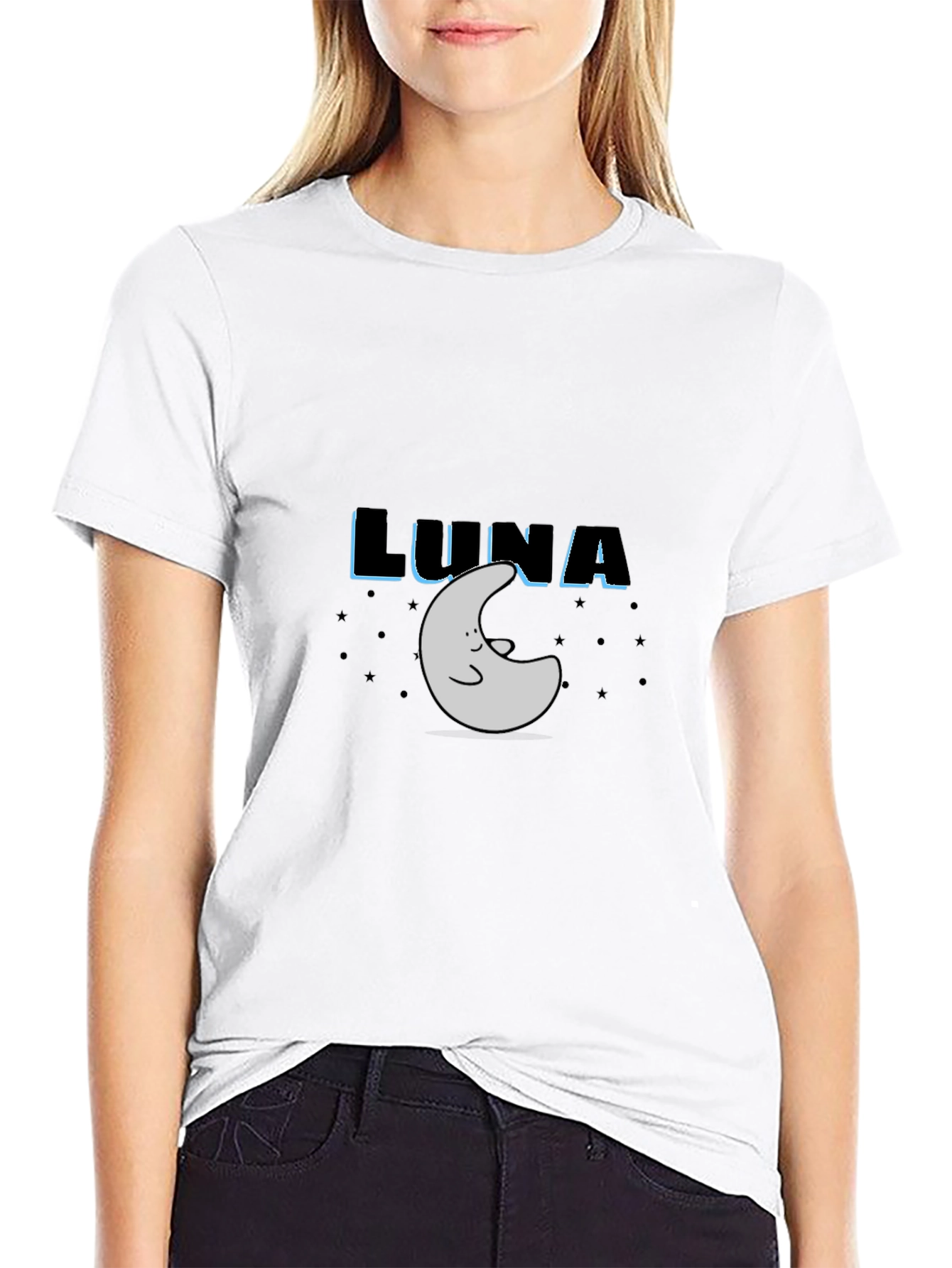 Luna Moon Graphic Tee - Black Cotton T-Shirt