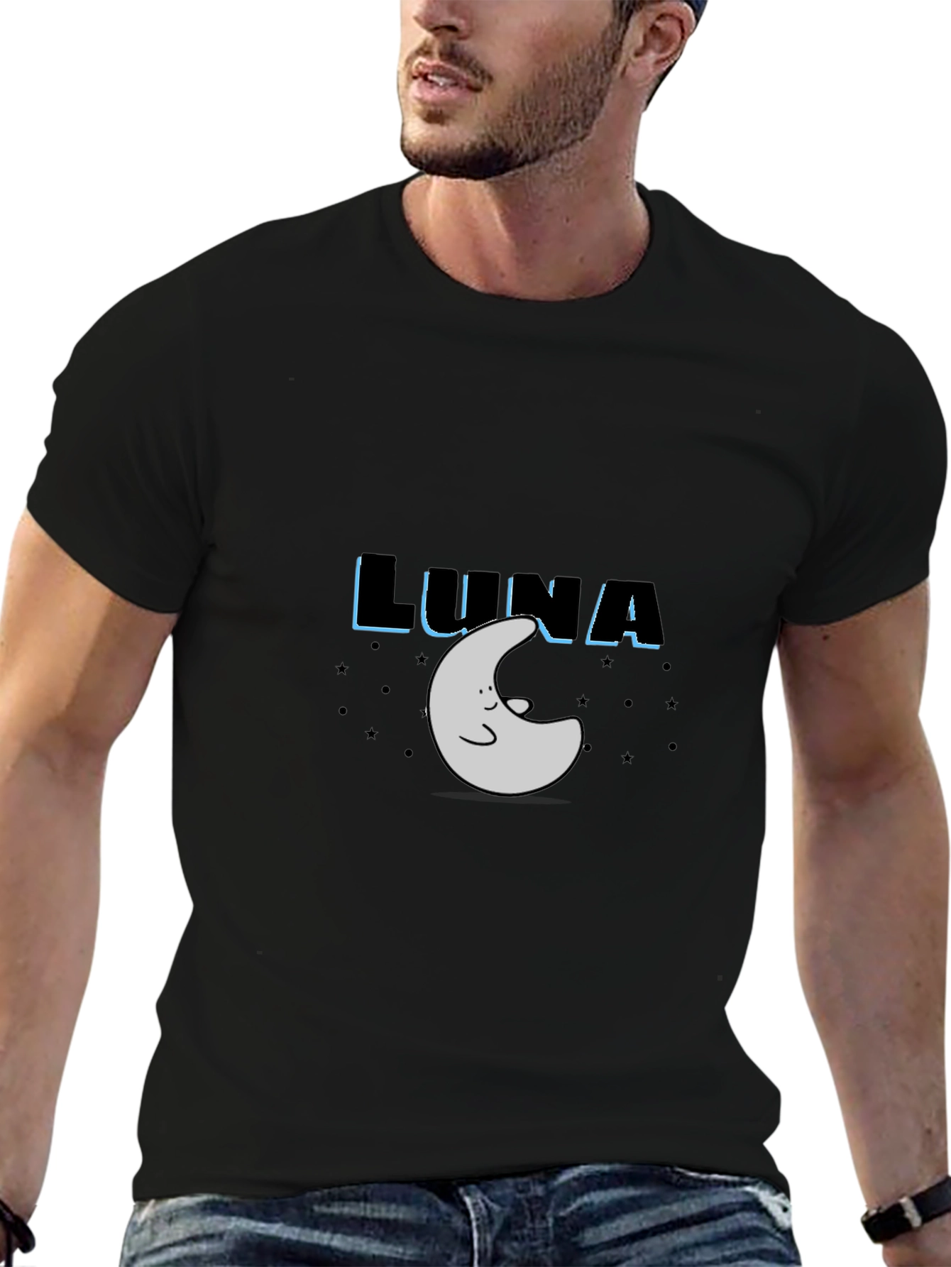 Luna Moon Graphic Tee - Black Cotton T-Shirt