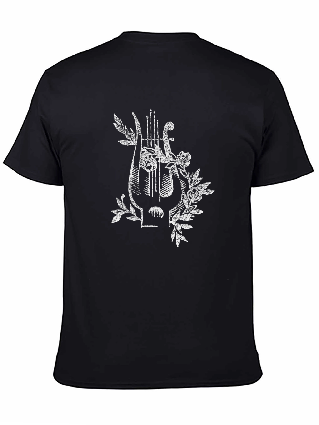 Floral Lyre Graphic Tee - Classic Black