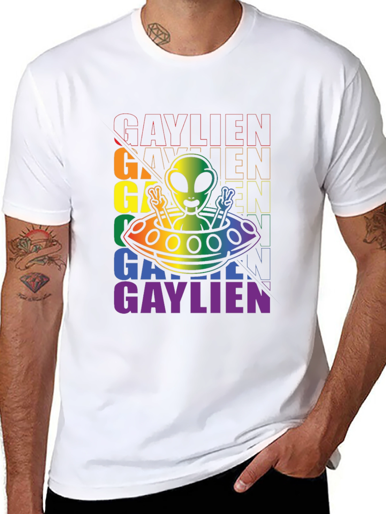 Gaylien Pride Graphic Tee - Rainbow Alien LGBTQ Shirt