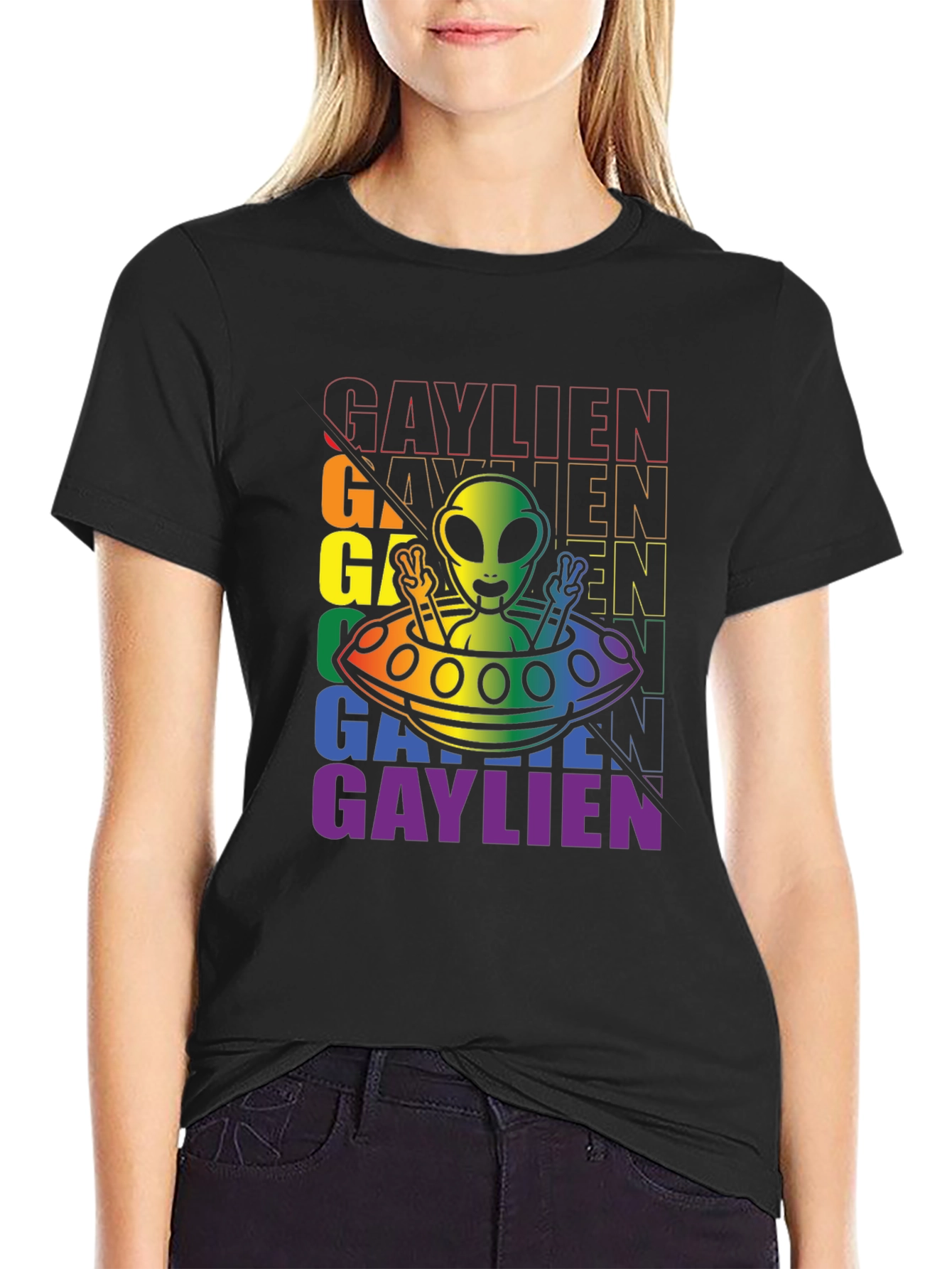 Gaylien Pride Graphic Tee - Rainbow Alien LGBTQ Shirt