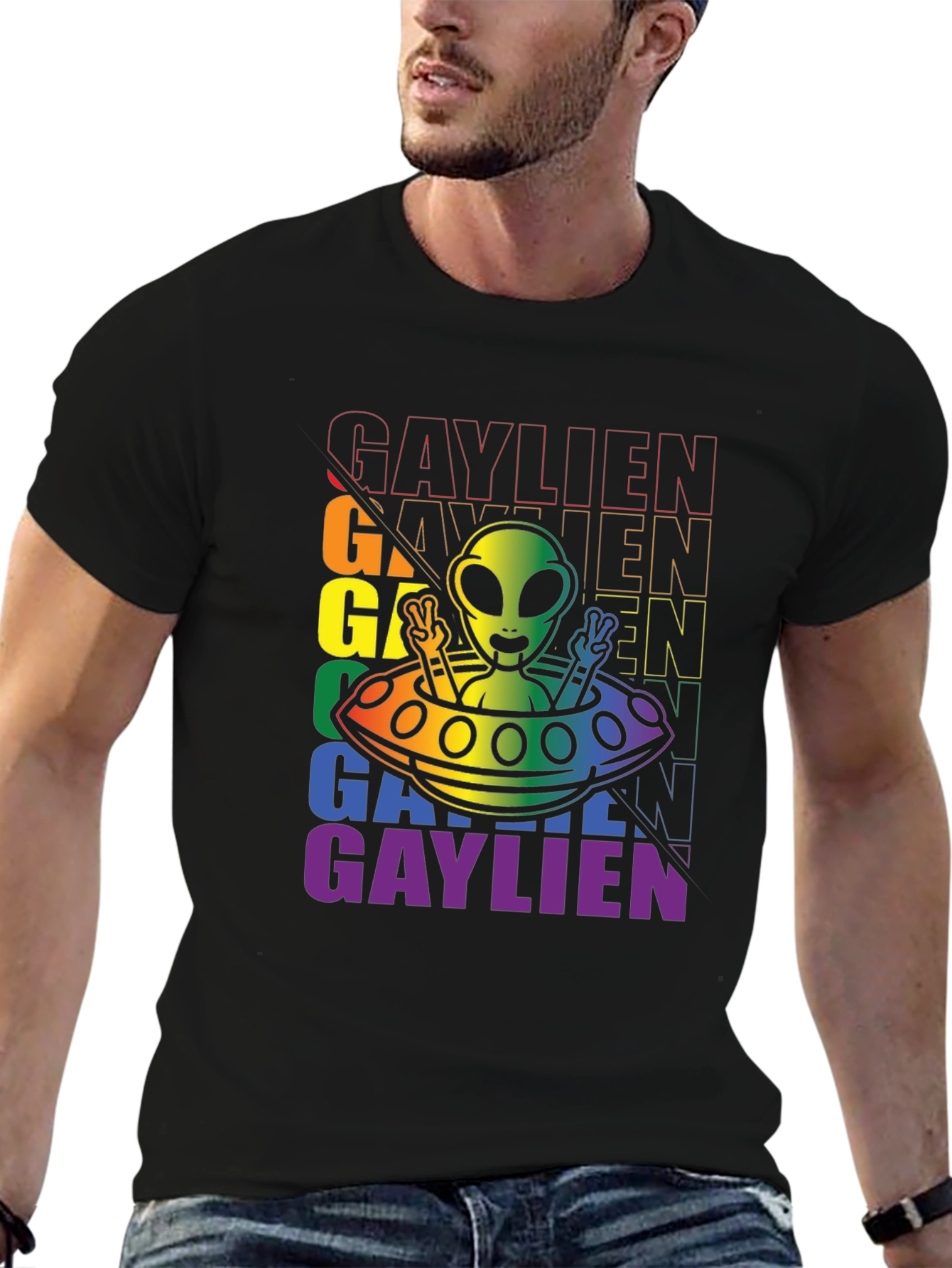 Gaylien Pride Graphic Tee - Rainbow Alien LGBTQ Shirt