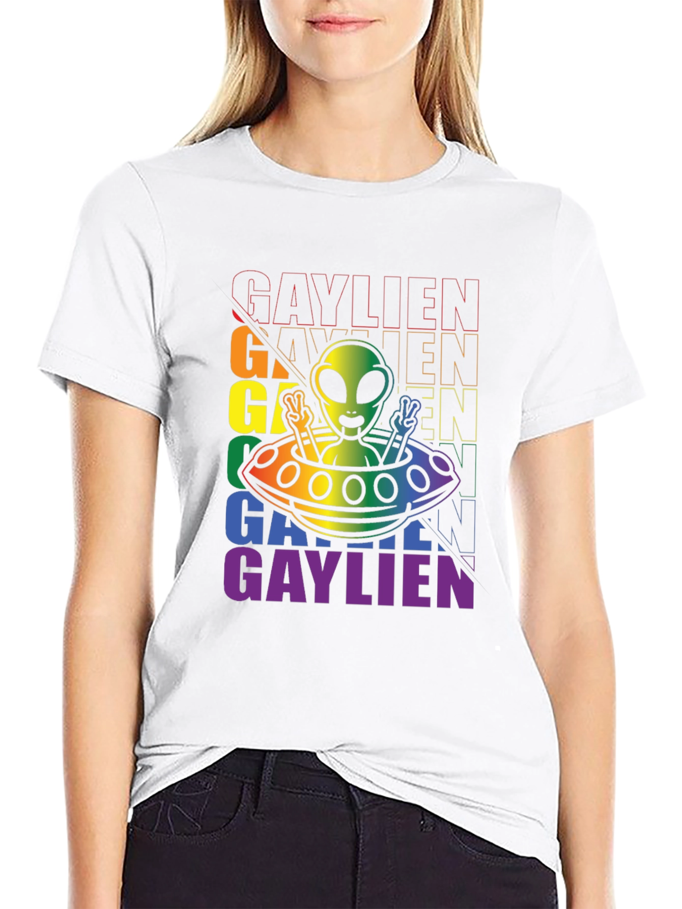 Gaylien Pride Graphic Tee - Rainbow Alien LGBTQ Shirt