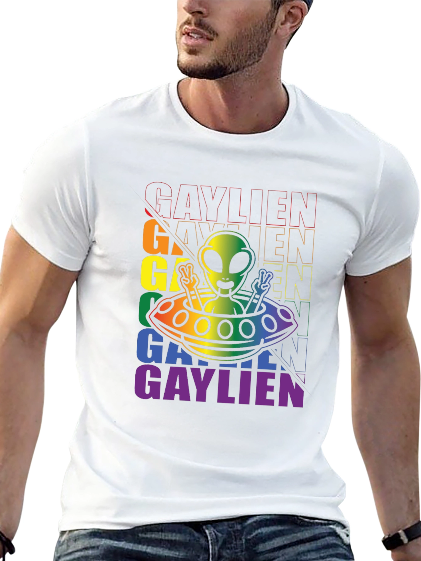 Gaylien Pride Graphic Tee - Rainbow Alien LGBTQ Shirt
