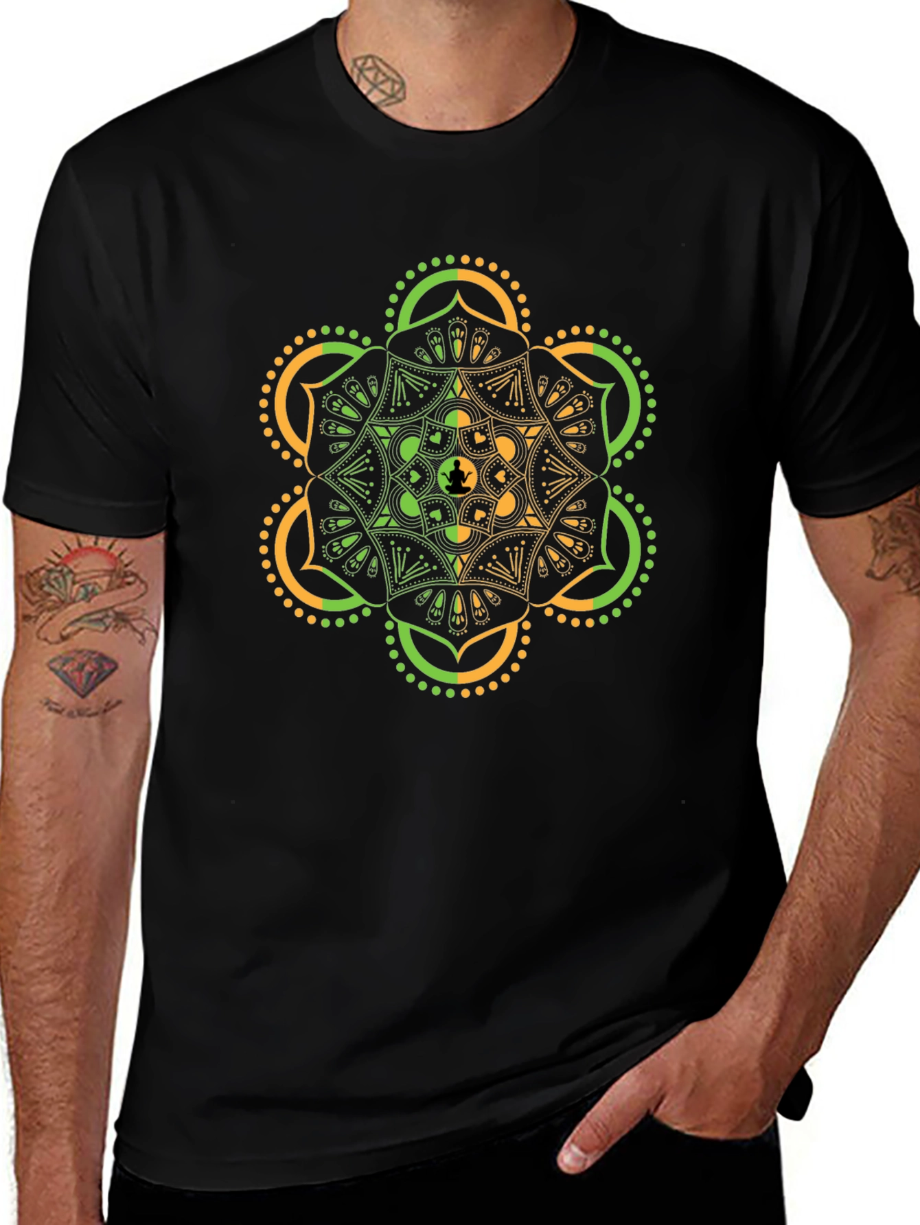 Mandala Graphic Tee - Black Yoga T-Shirt