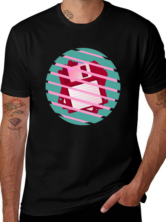 Retro Floppy Disk Graphic Tee - Black Crew Neck
