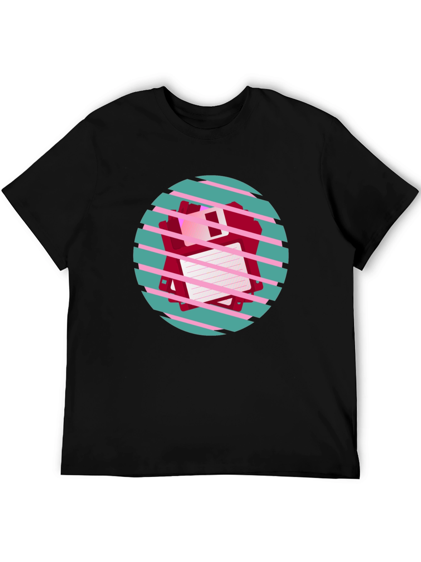 Retro Floppy Disk Graphic Tee - Black Crew Neck