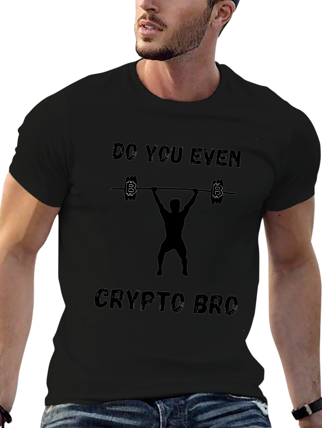 Crypto Bro Black T-Shirt - Gym & Bitcoin Design