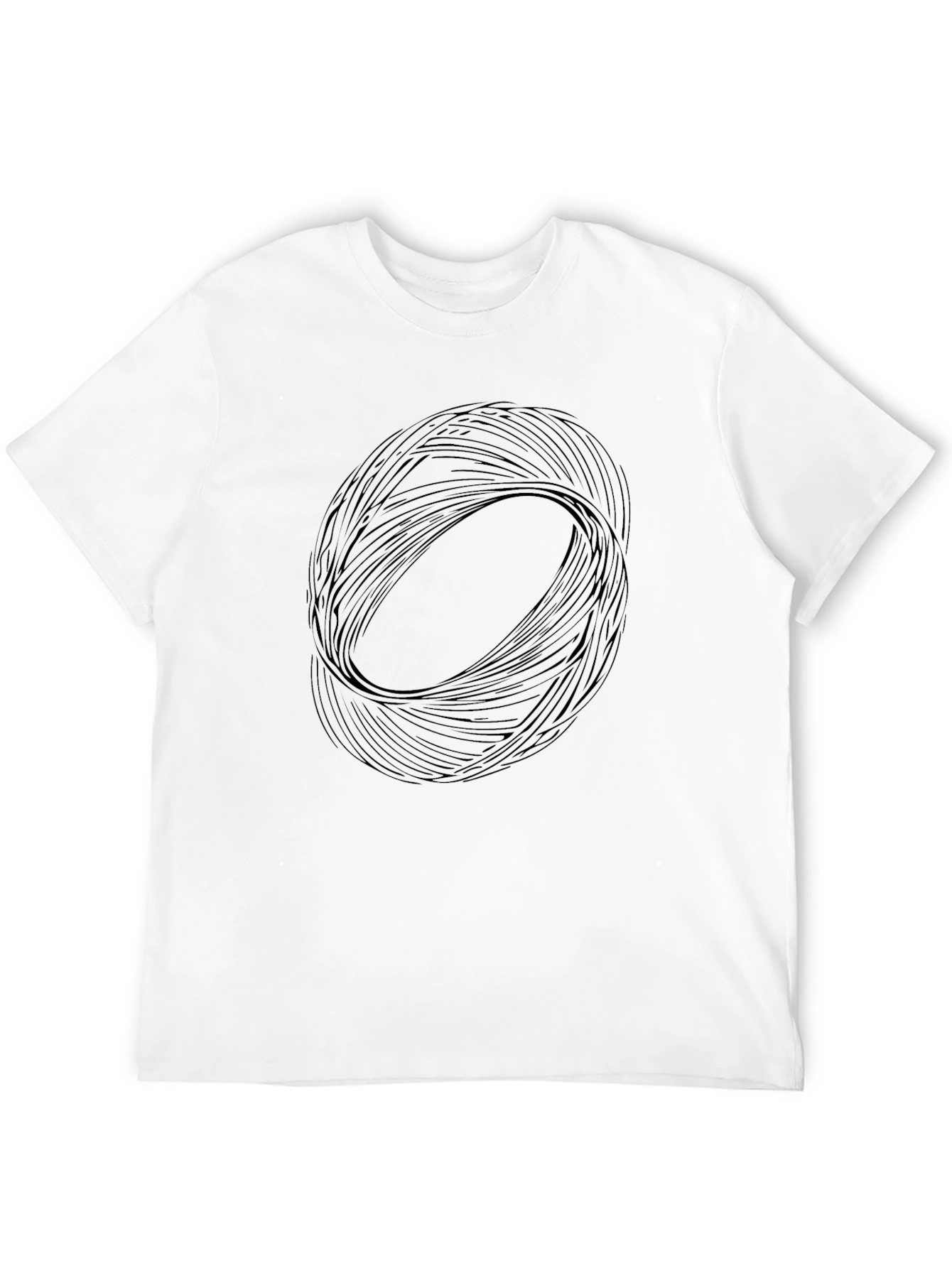 Mens Black Graphic Tee - Abstract Circle Design