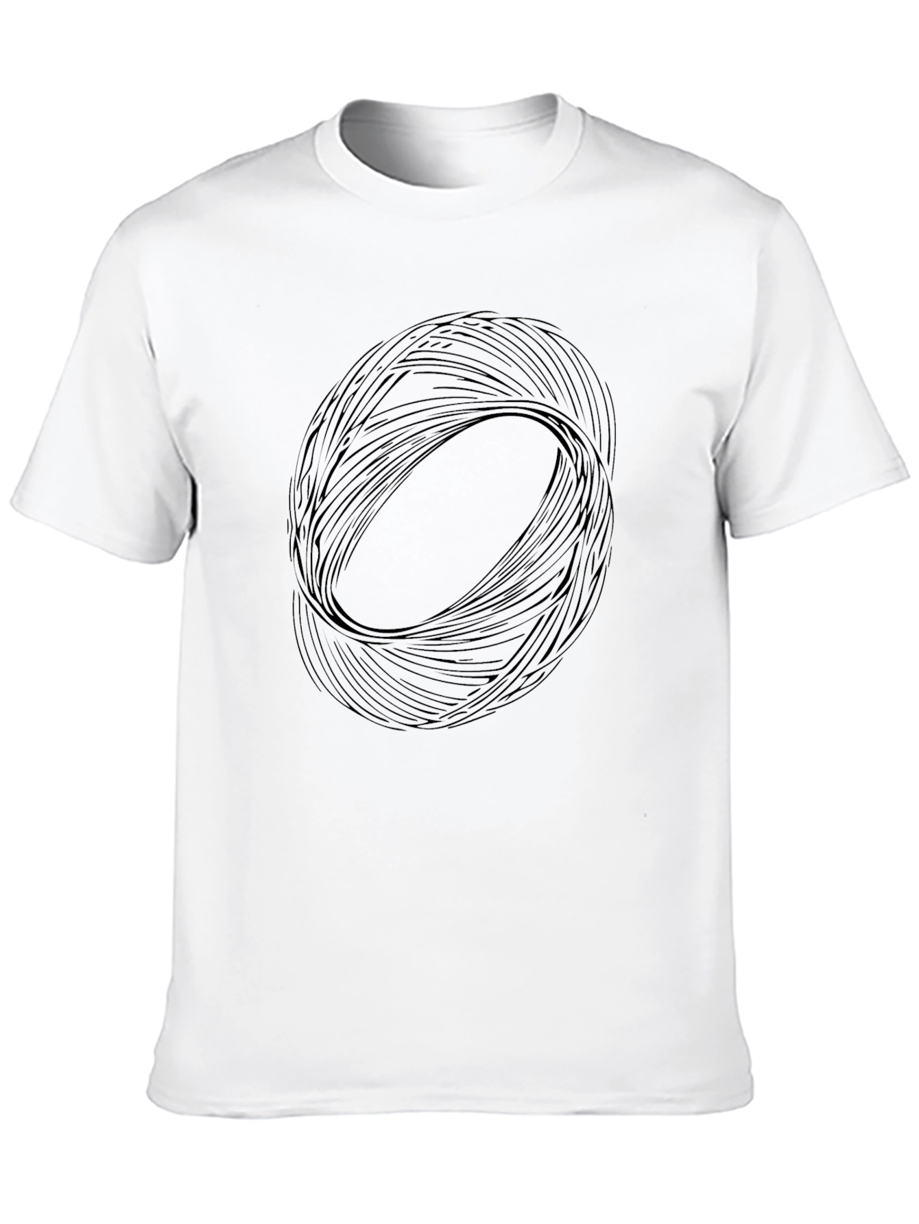 Mens Black Graphic Tee - Abstract Circle Design