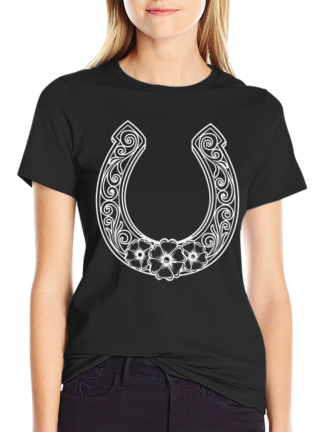 Lucky Horseshoe Graphic T-Shirt - Black