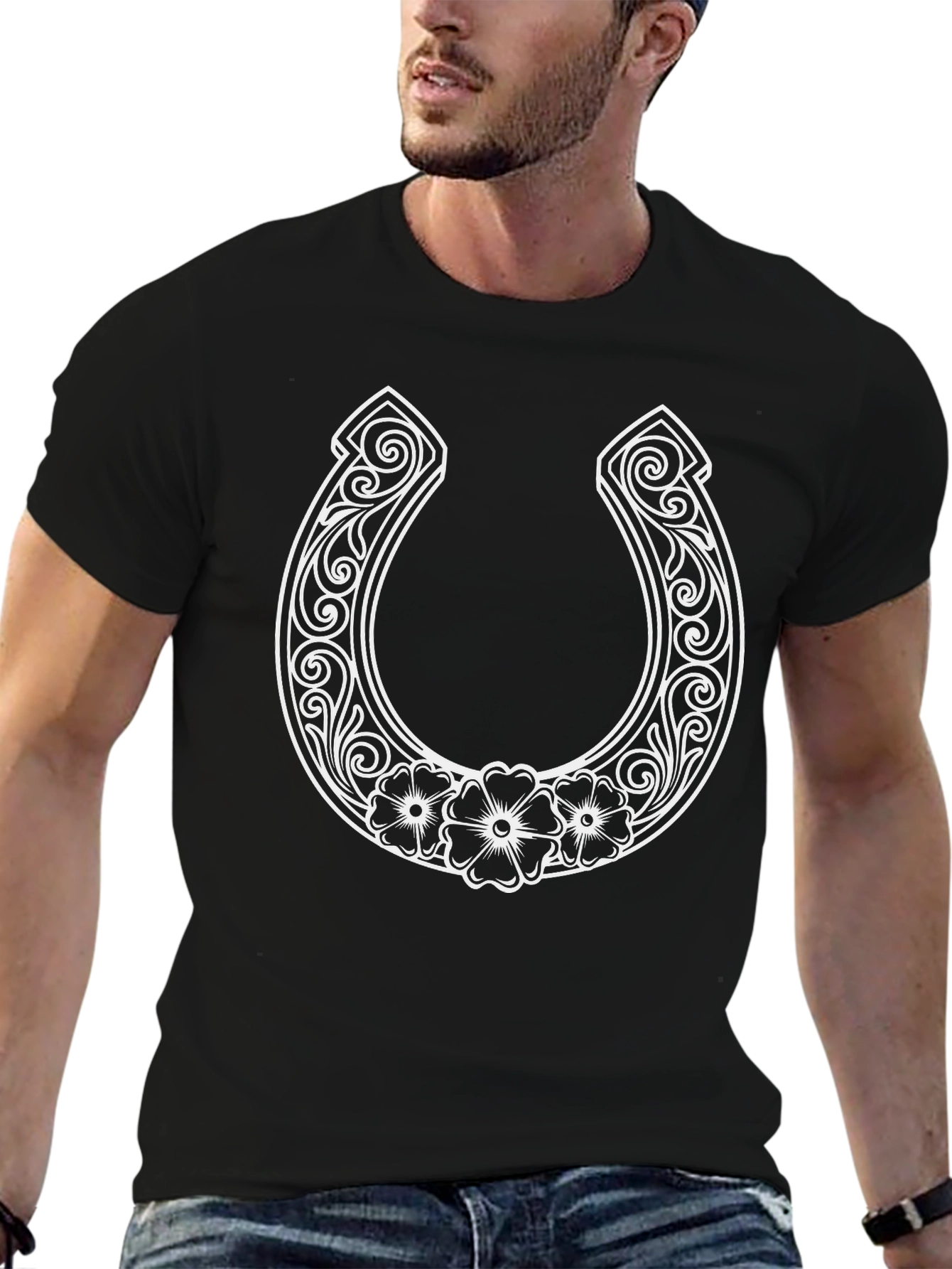 Lucky Horseshoe Graphic T-Shirt - Black