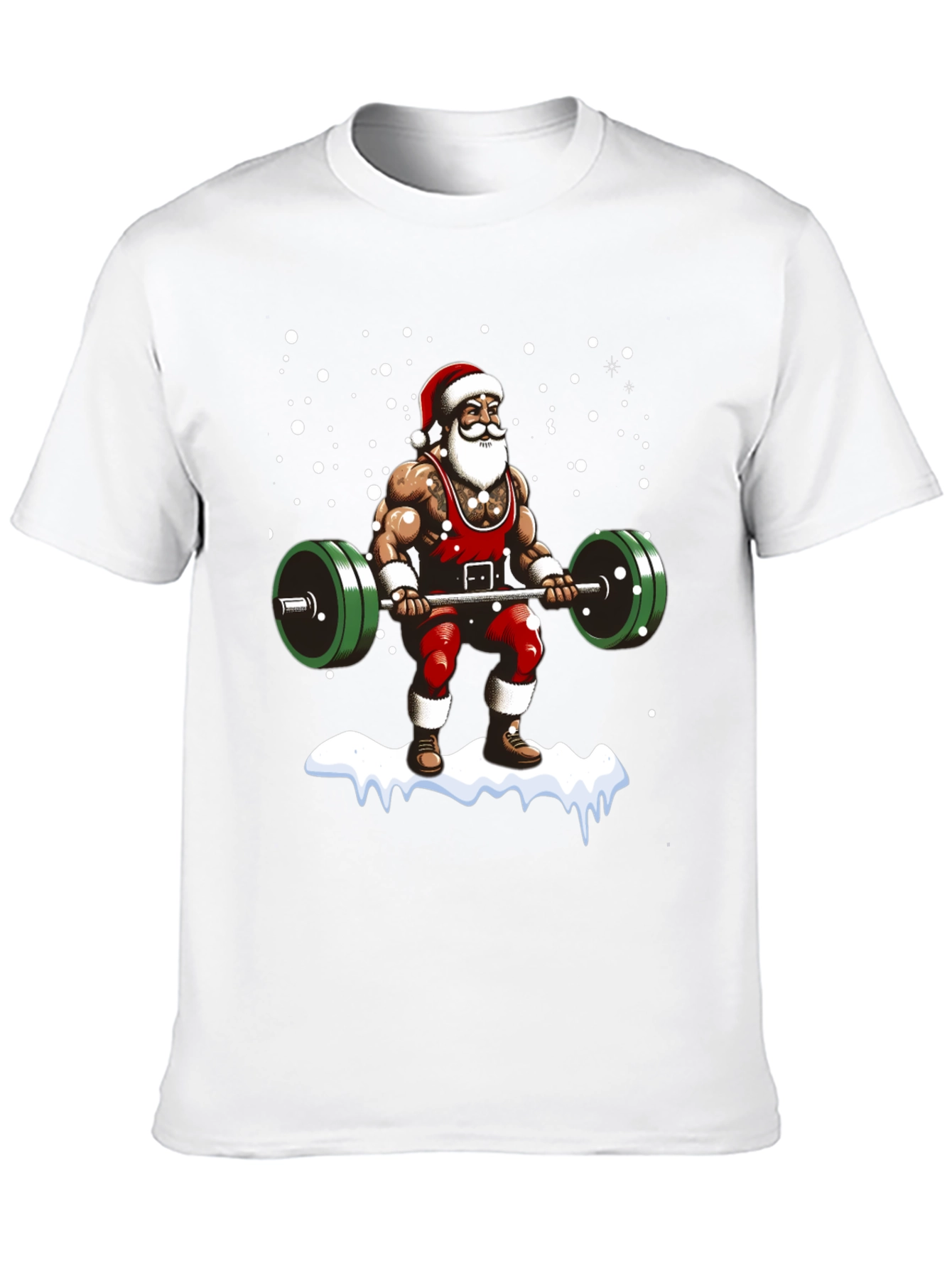 Muscular Santa Lifting Weights Holiday T-Shirt