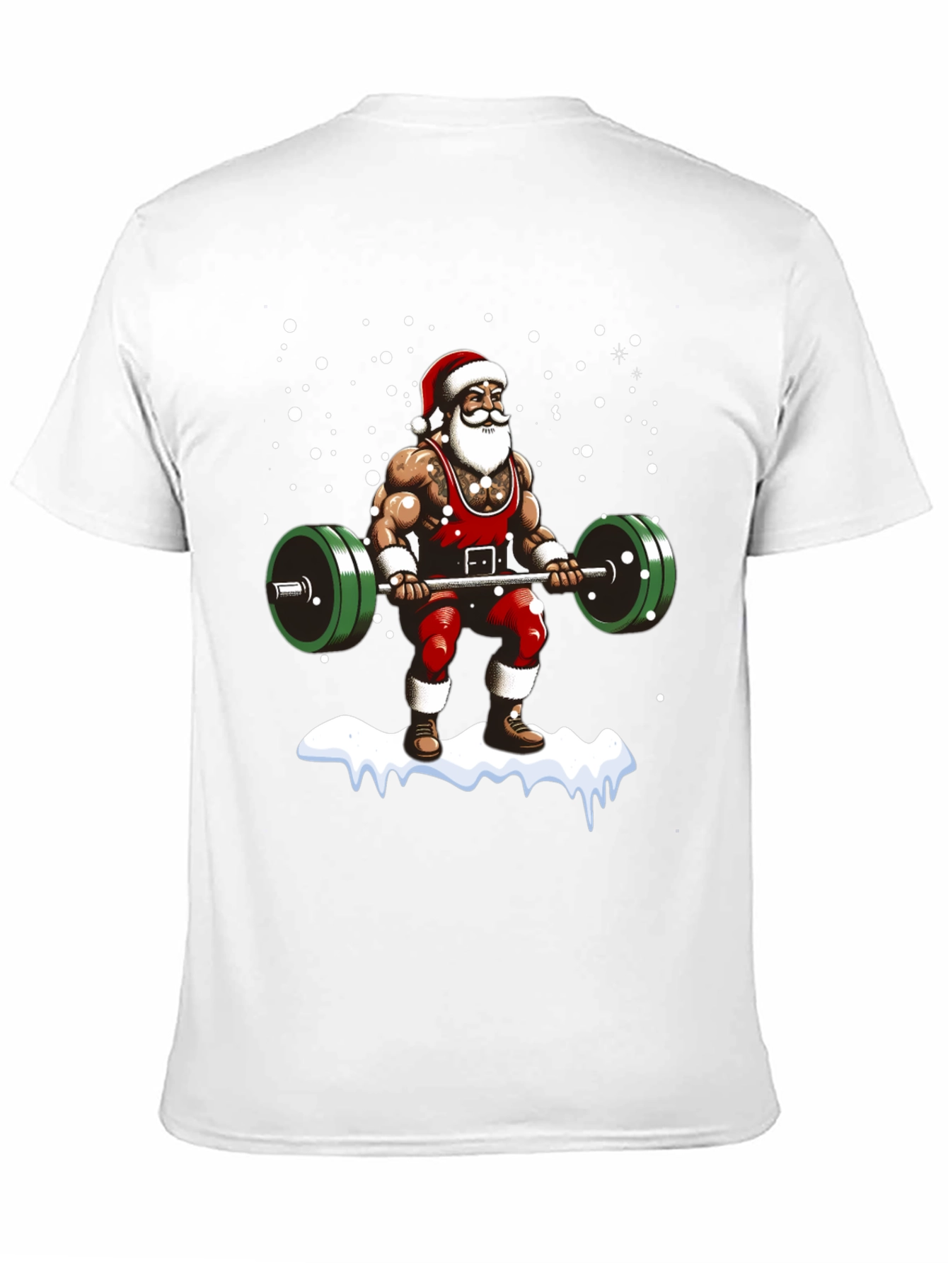 Muscular Santa Lifting Weights Holiday T-Shirt
