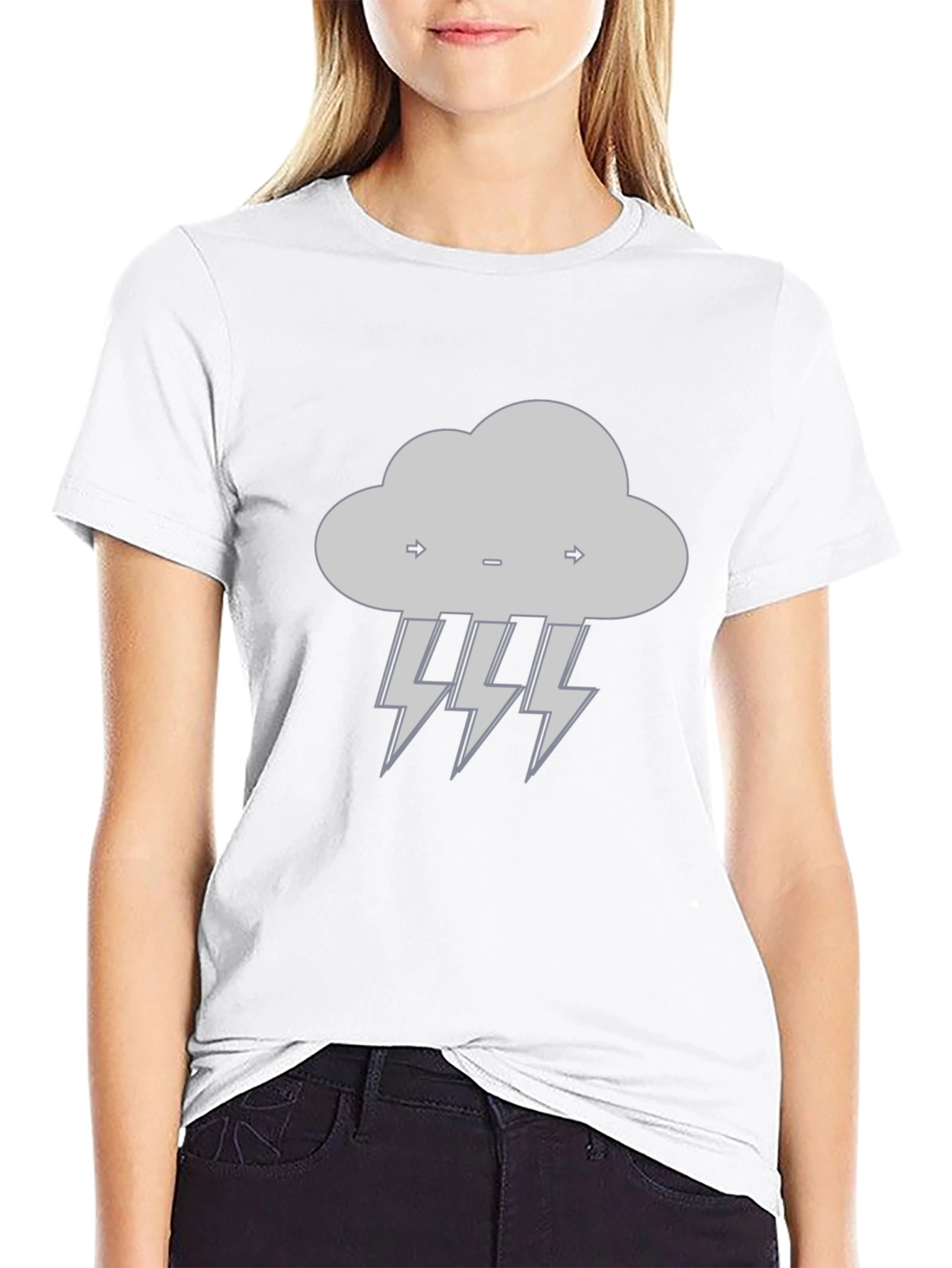 Storm Cloud Lightning Bolt Graphic Tee - Black