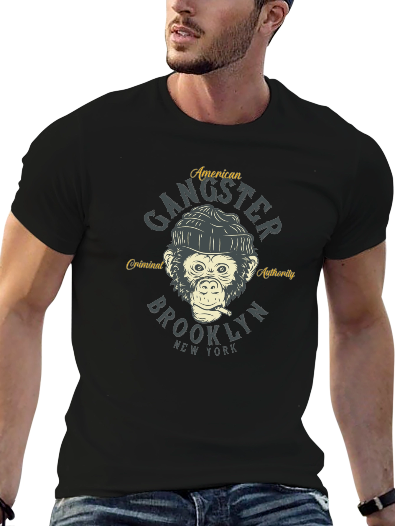 Gangster Monkey Graphic T-Shirt