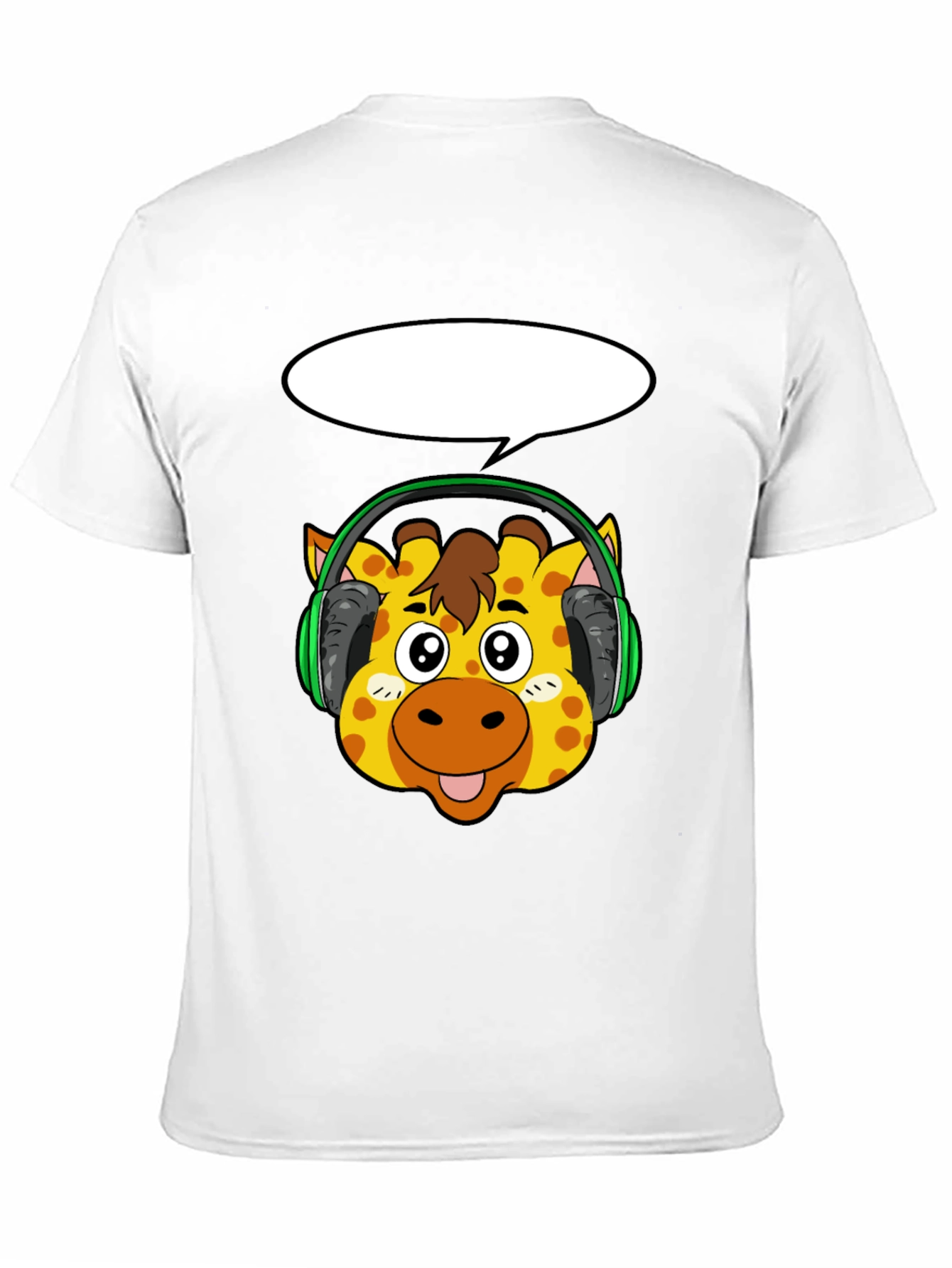 Giraffe Headphone Graphic Black T-Shirt
