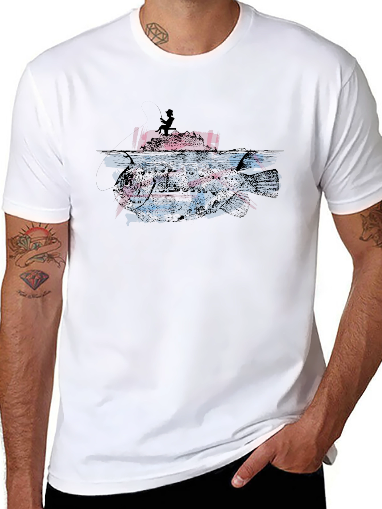 Fishing T-Shirt: Angler vs. Monster Fish