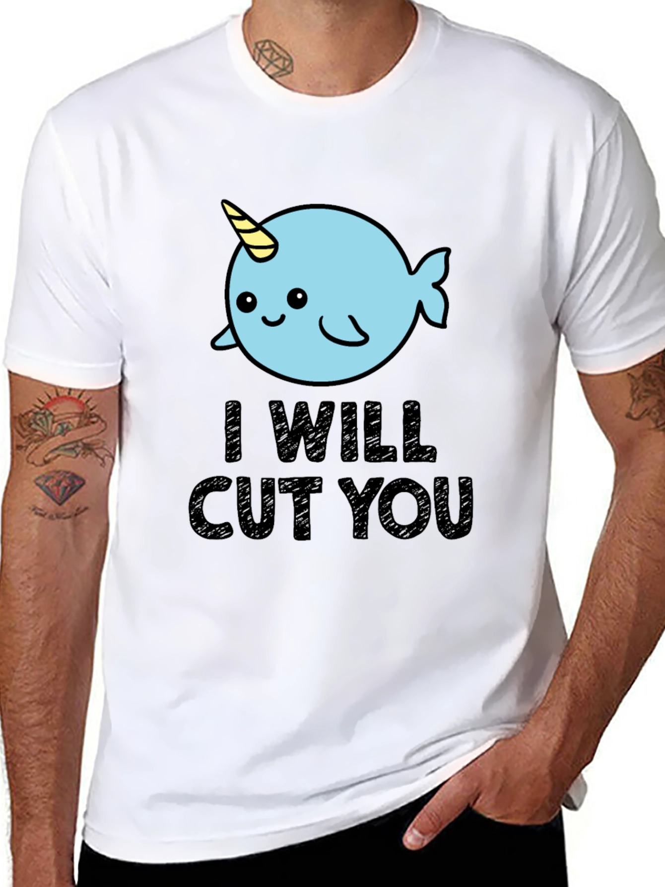 Narwhal I Will Cut You Graphic Tee