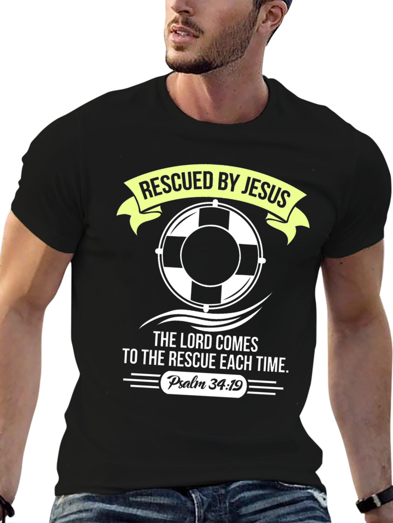 Rescued By Jesus T-Shirt - Religious Graphic Tee