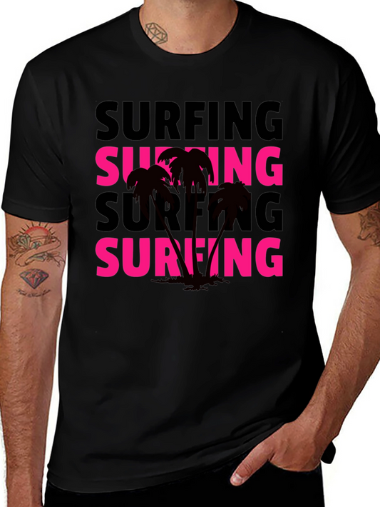 Surfing Palm Tee - Retro Style