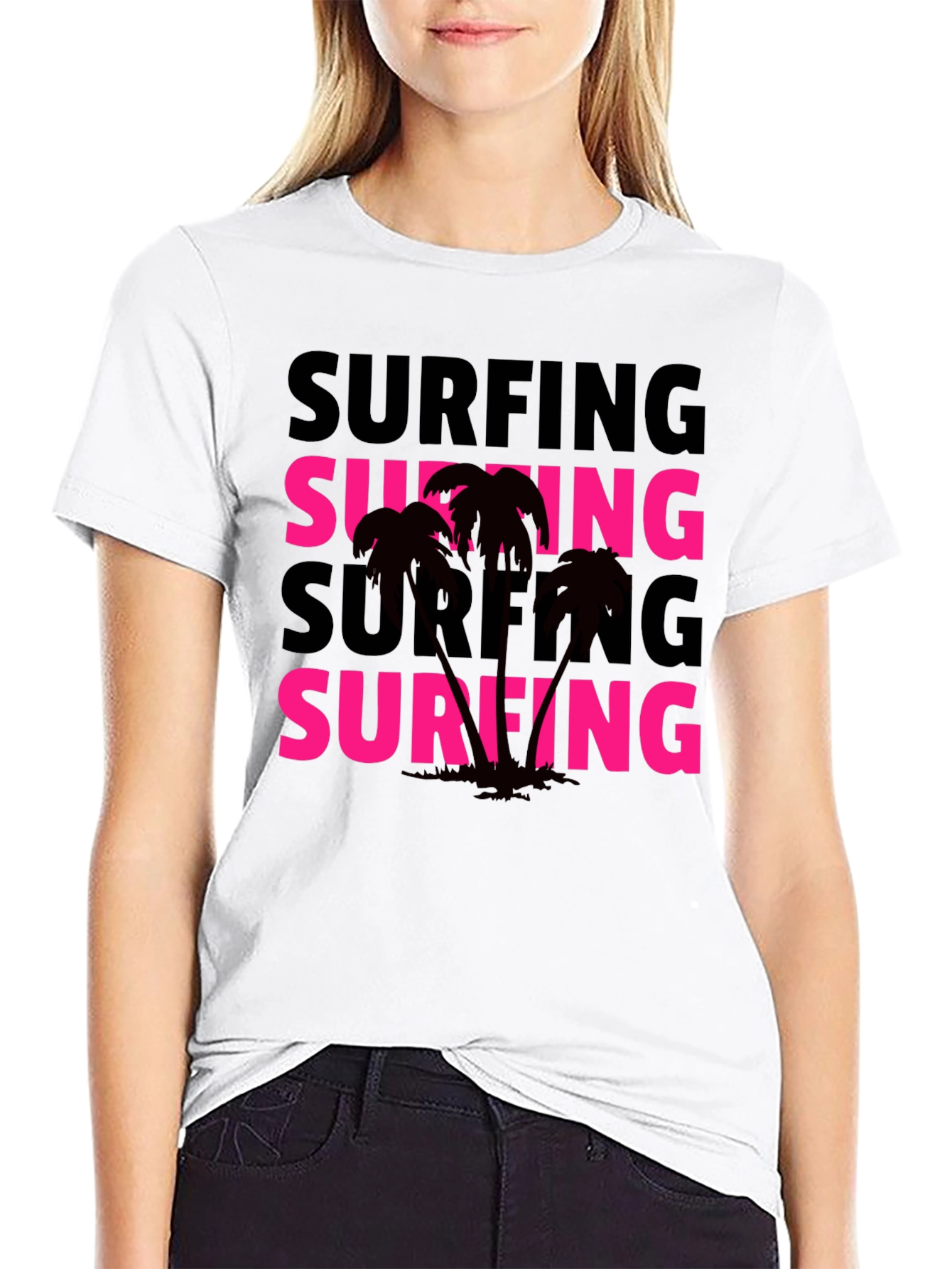 Surfing Palm Tee - Retro Style