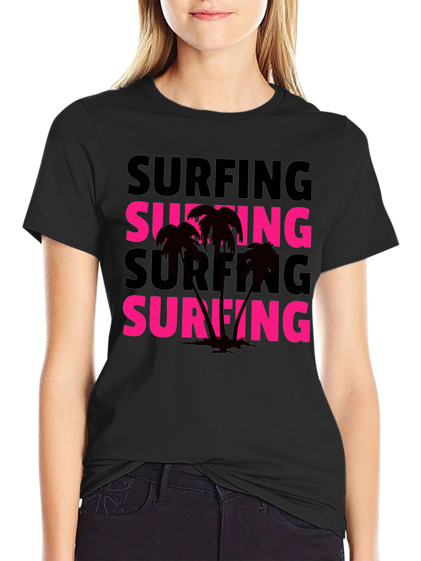 Surfing Palm Tee - Retro Style