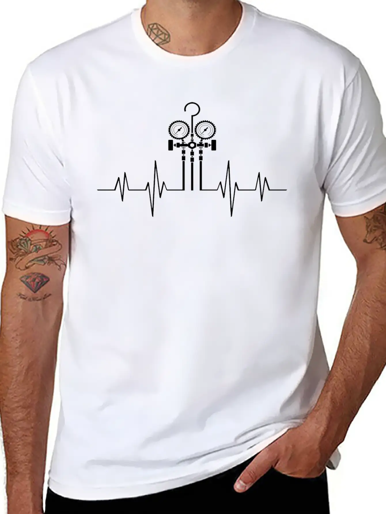 HVAC Love EKG Line Heartbeat HVAC Technician HVAC Unisex Casual T-Shirt – Clean Design For Daily Comfort