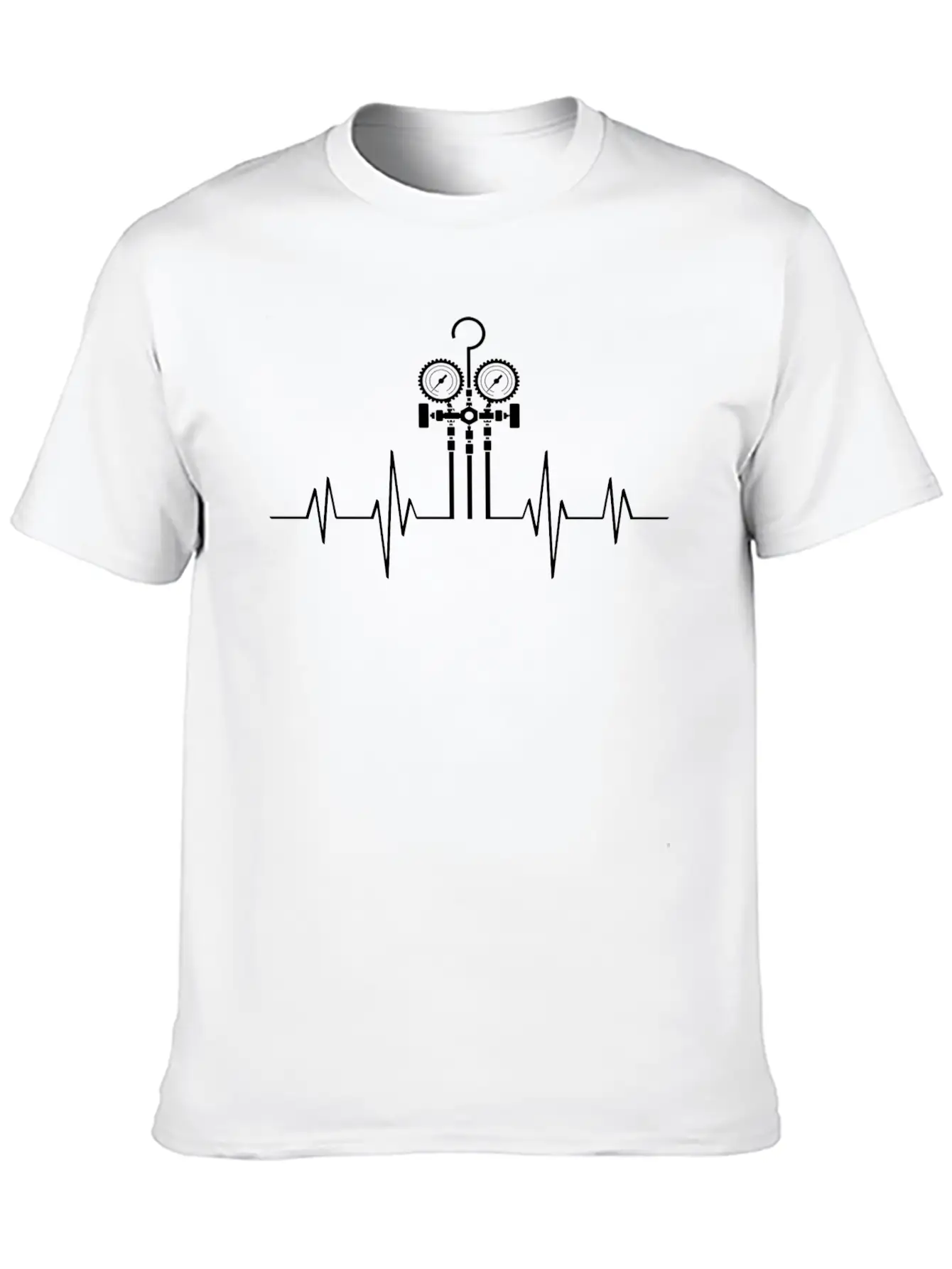 HVAC Love EKG Line Heartbeat HVAC Technician HVAC Unisex Casual T-Shirt – Clean Design For Daily Comfort