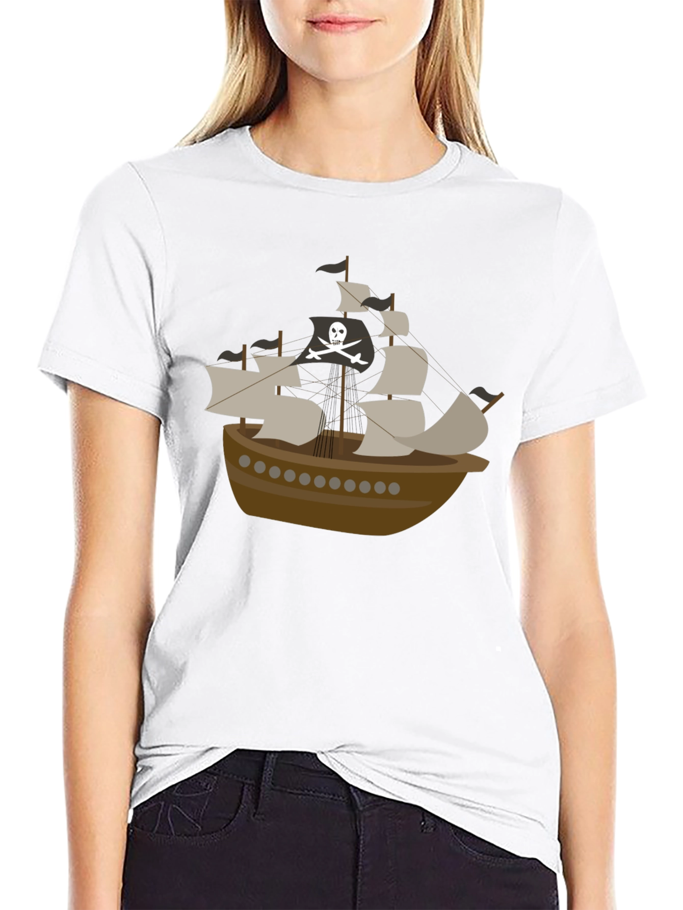 Pirate Ship Graphic Tee - Mens Black T-Shirt
