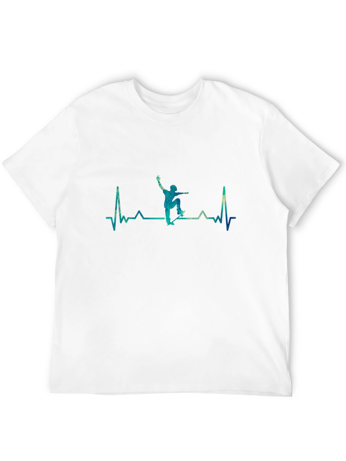 Skateboard Heartbeat Graphic Tee - Black Cotton Casual T-Shirt