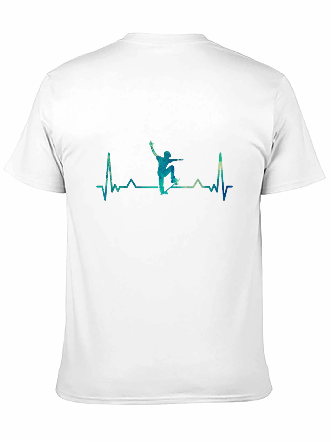 Skateboard Heartbeat Graphic Tee - Black Cotton Casual T-Shirt
